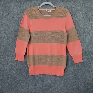 Moth Sweater L Open‎ Crochet Ribbed Lightweight Preppy Nautical Coastal Beach